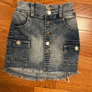 Denim Button-Front Skirt